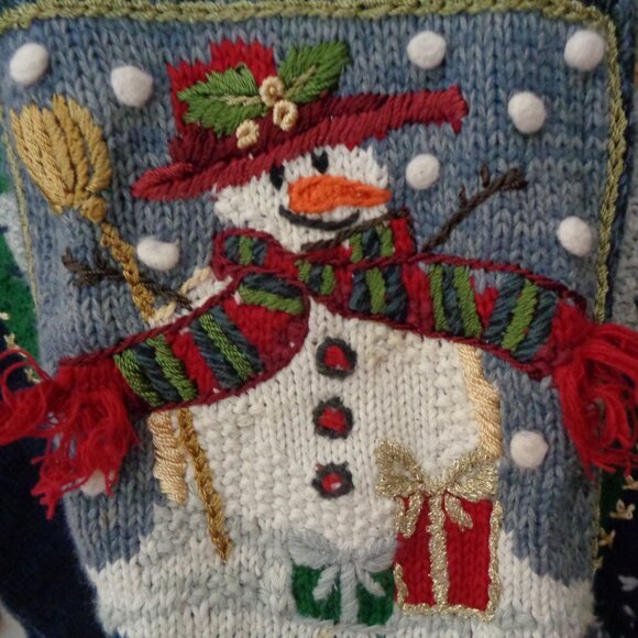 Tiara International Woman's Ugly Christmas Sweater Blue Snowman Large - Picture 2 of 4